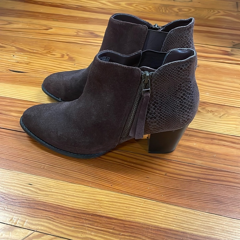 VIONIC Anne Suede Snake Print Women Brown Ankle Boots